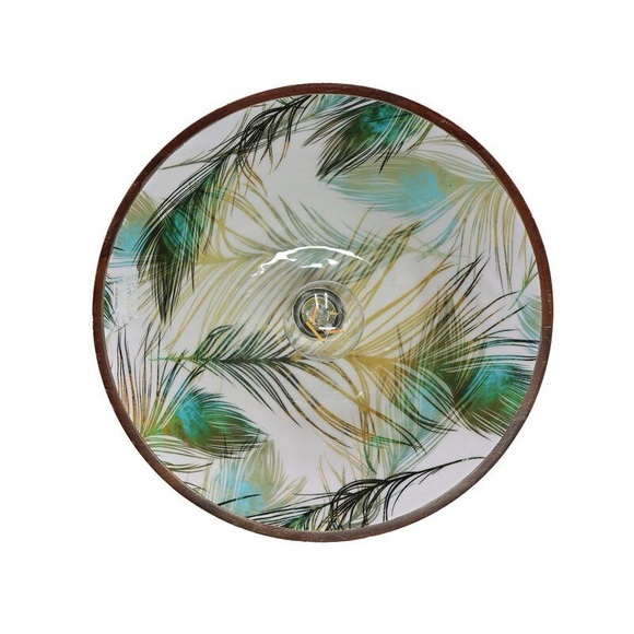 Kenn 1 - Light Solid Mango Pendant with Peacock Interior Accent by Bay Isle Home - Picture 4 of 6